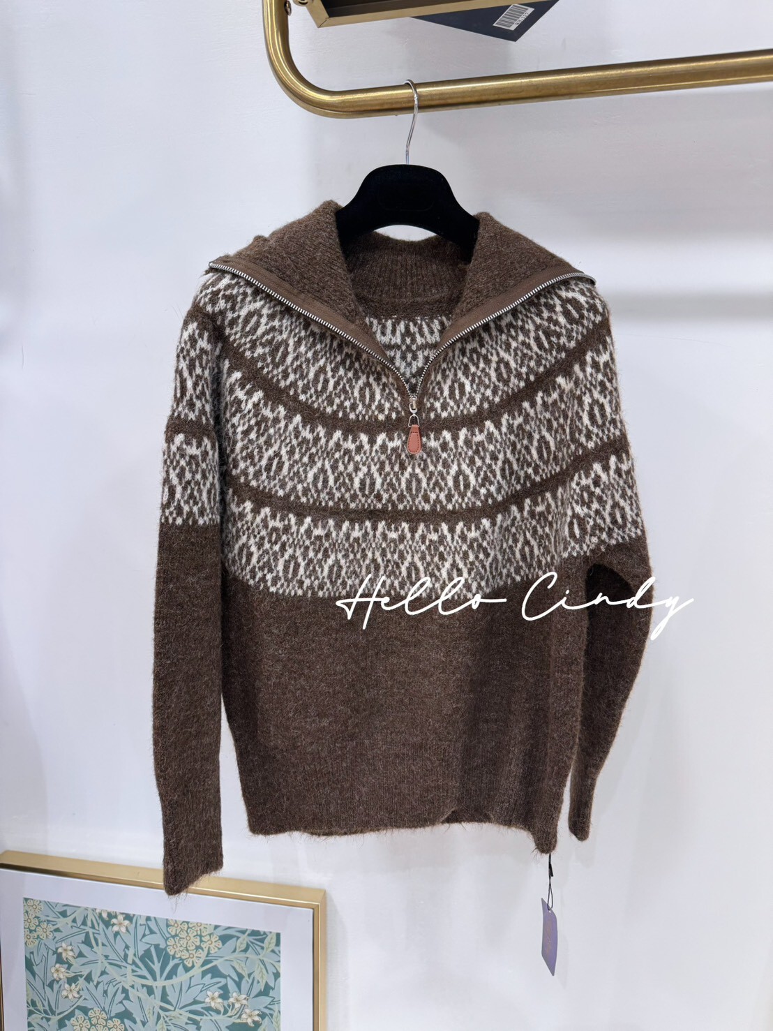 2/3小直播獨家特價款~8%圖騰毛海拉鏈針織毛衣