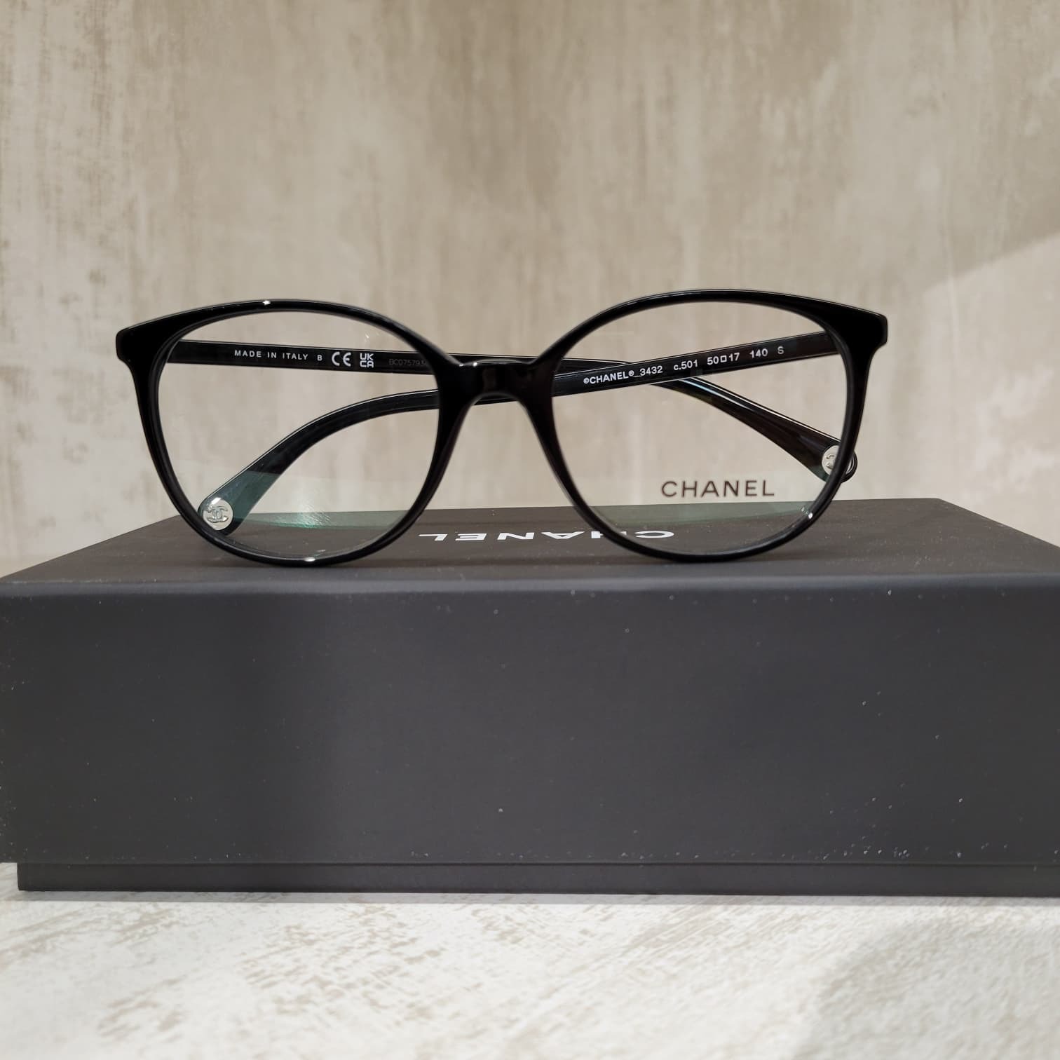 CHANEL CH3432 GLASSES 黑色幼框透明LOGO 平光眼鏡