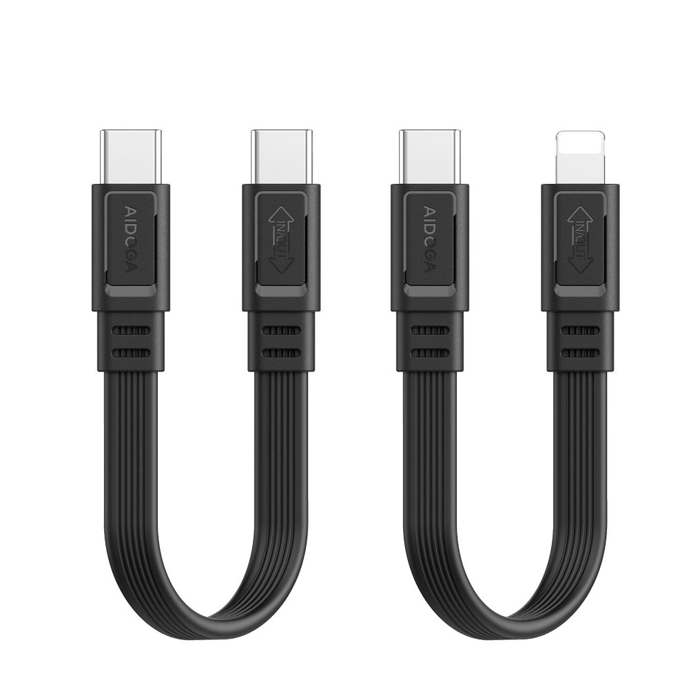 AIDOGA 艾迪伽 PD雙向快充 Type-C TO Type-C/Lightning充電線 20cm 支援iPhone17/16/15系列/安卓手機/平板/筆電