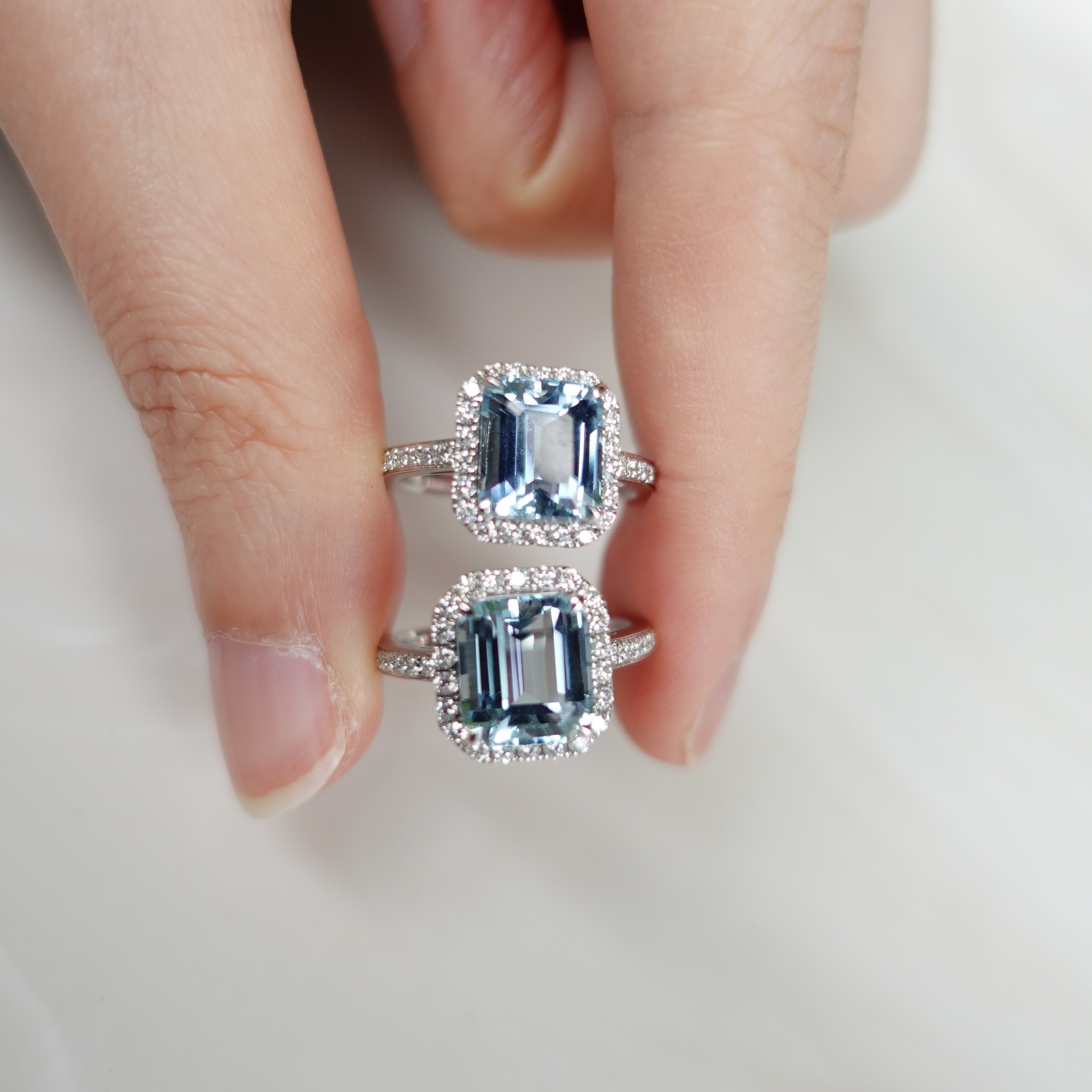 海藍寶18K金鑽石戒指 (帶GUILD證書)