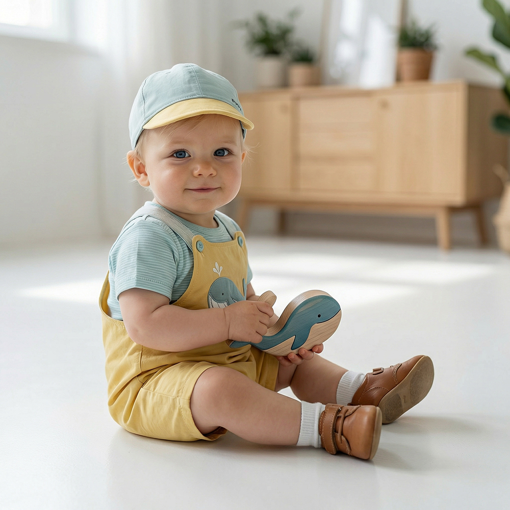 PIPPY 俏皮噴水鯨魚兩件式吊帶褲2入組禮盒 黃