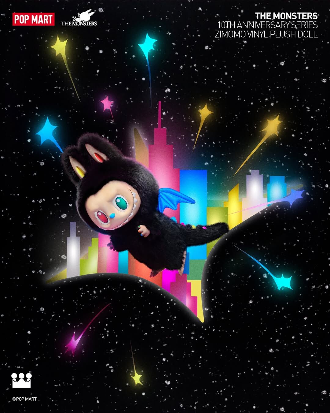POP MART 泡泡瑪特 THE MONSTERS 十週年系列 - ZIMOMO搪膠毛絨公仔 LABUBU ZIMOMO 3.0 大惡魔 大首領58cm