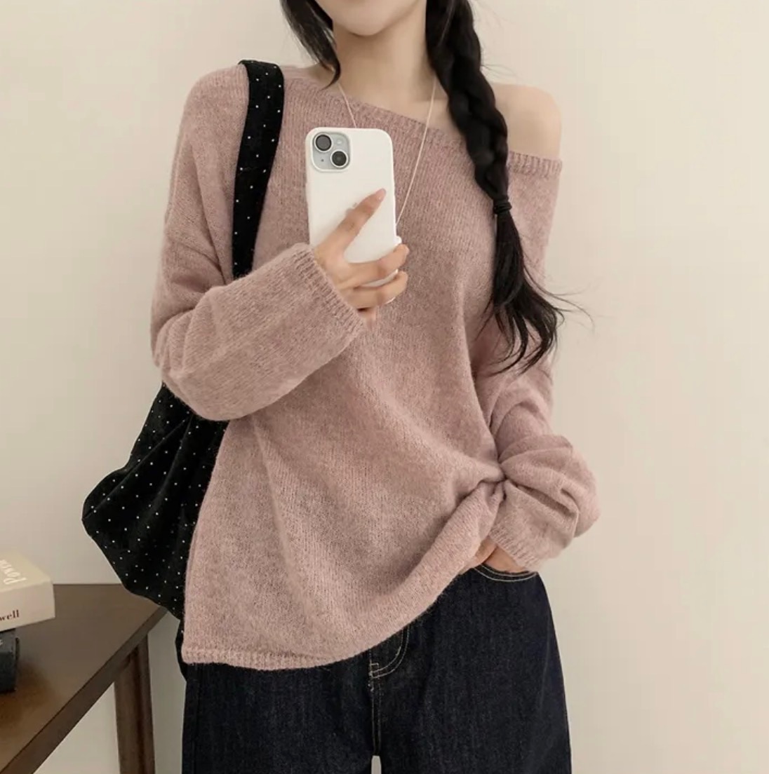 【4/2截單！首批優惠價預訂】韓國船領寬鬆針織上衣（5色）