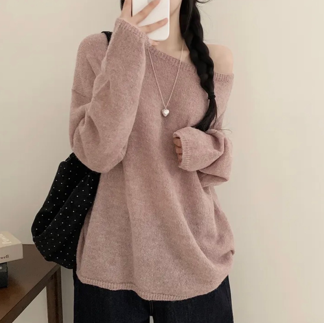 【4/2截單！首批優惠價預訂】韓國船領寬鬆針織上衣（5色）