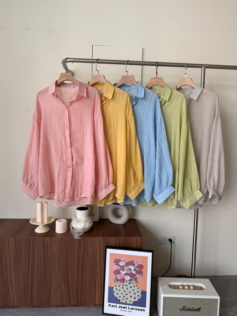 A3332-細格紋棉麻襯衫