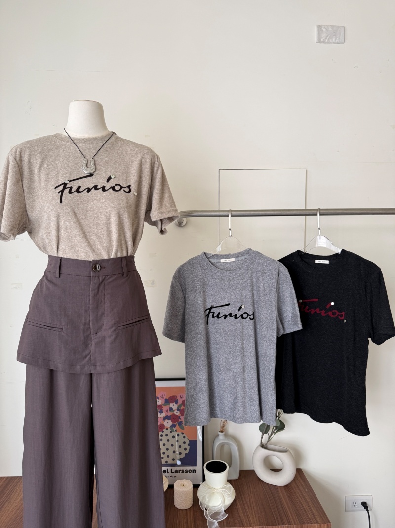 A3335-草寫英文磨毛T