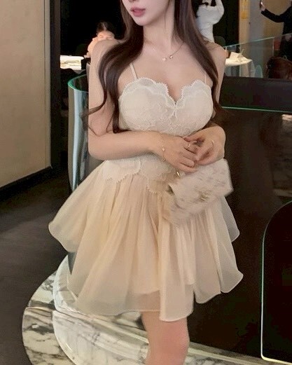 設計師家重工緹花緞面內裡雪紡洋裝