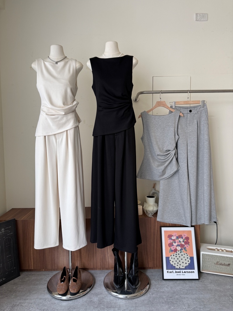 C1794-太空棉側抓皺背心+長褲SET