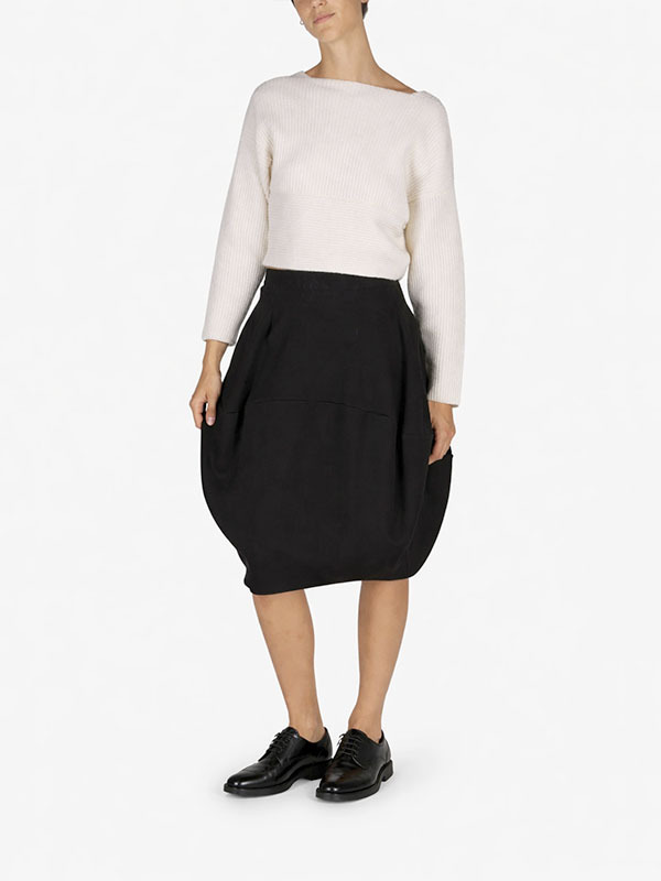 LIVIANA CONTI 抽繩造型毛料裙(黑)