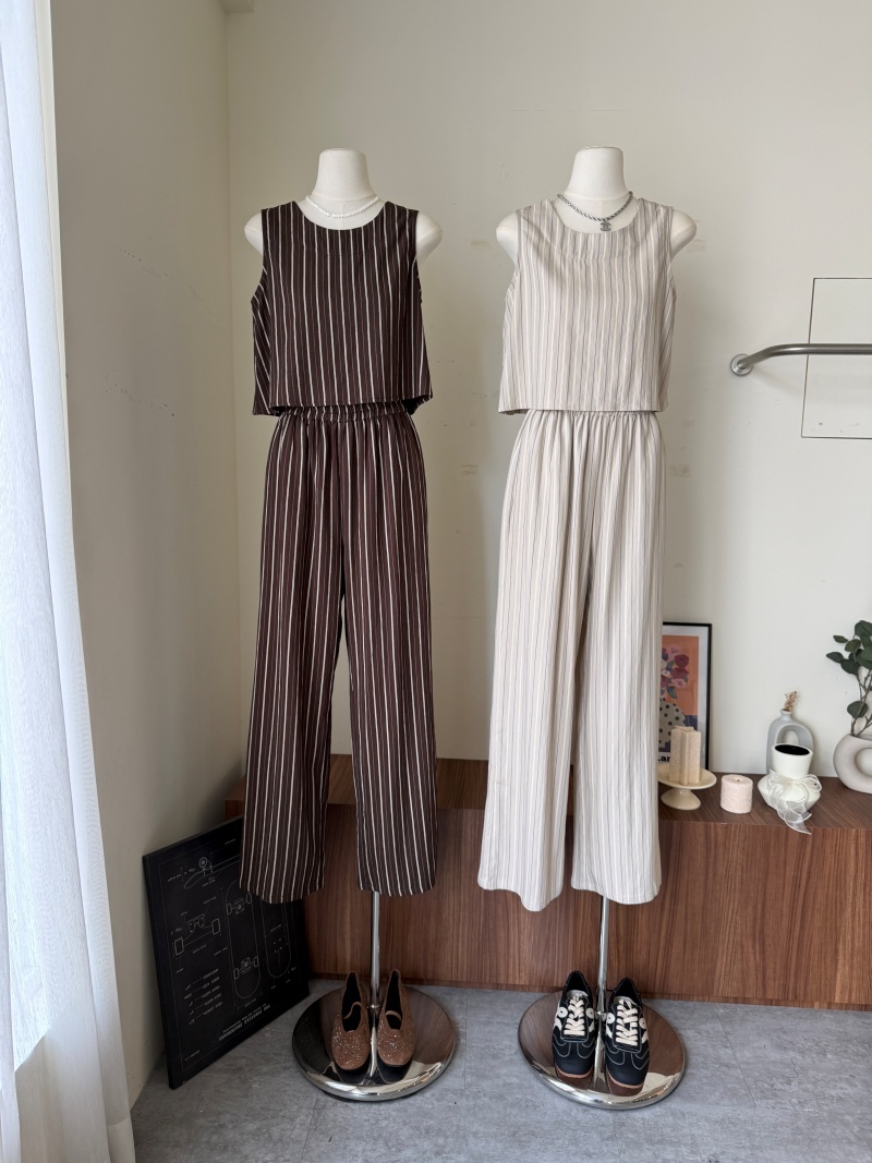 C1789-直條後排釦背心+長褲SET