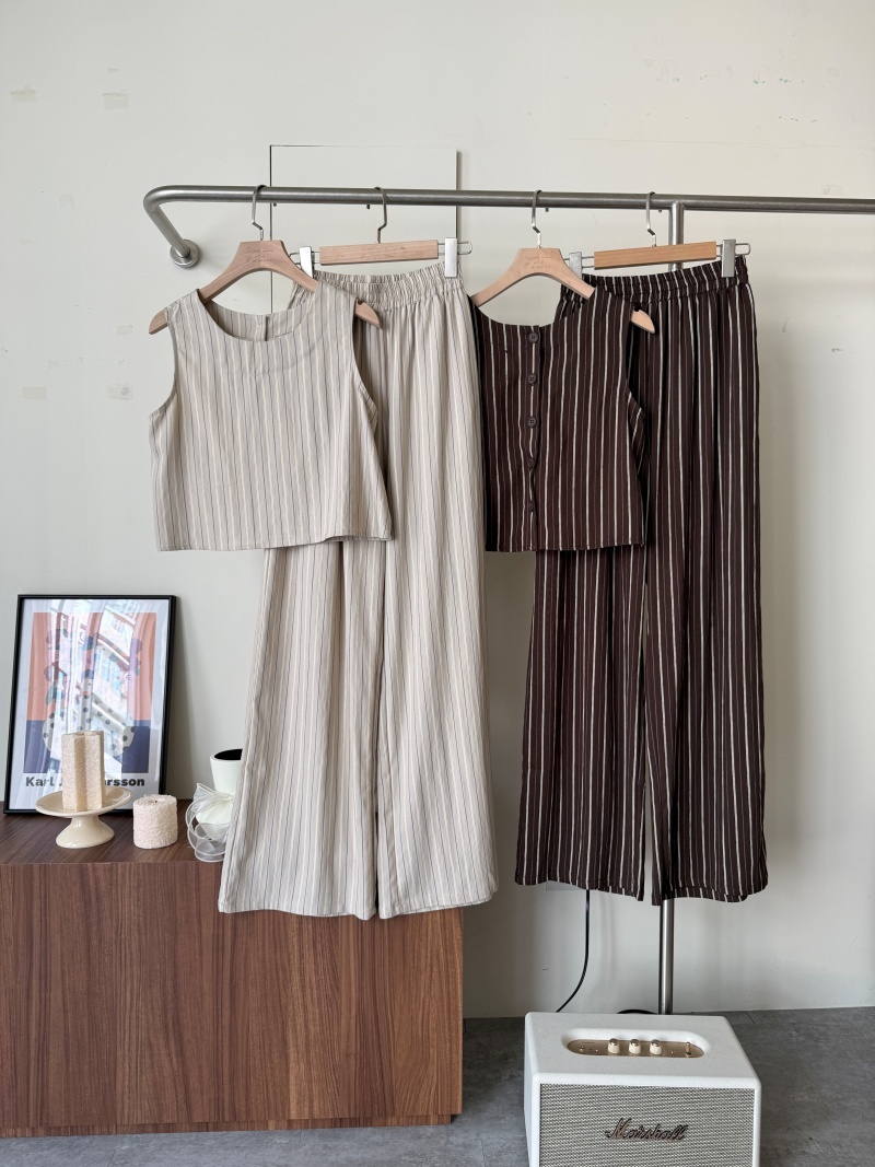 C1789-直條後排釦背心+長褲SET