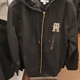 [S] TOMMY HILFIGER BLACK PLUSH LINED FLEECE ZIP HOODIE, XW06316-001 (STH1523)