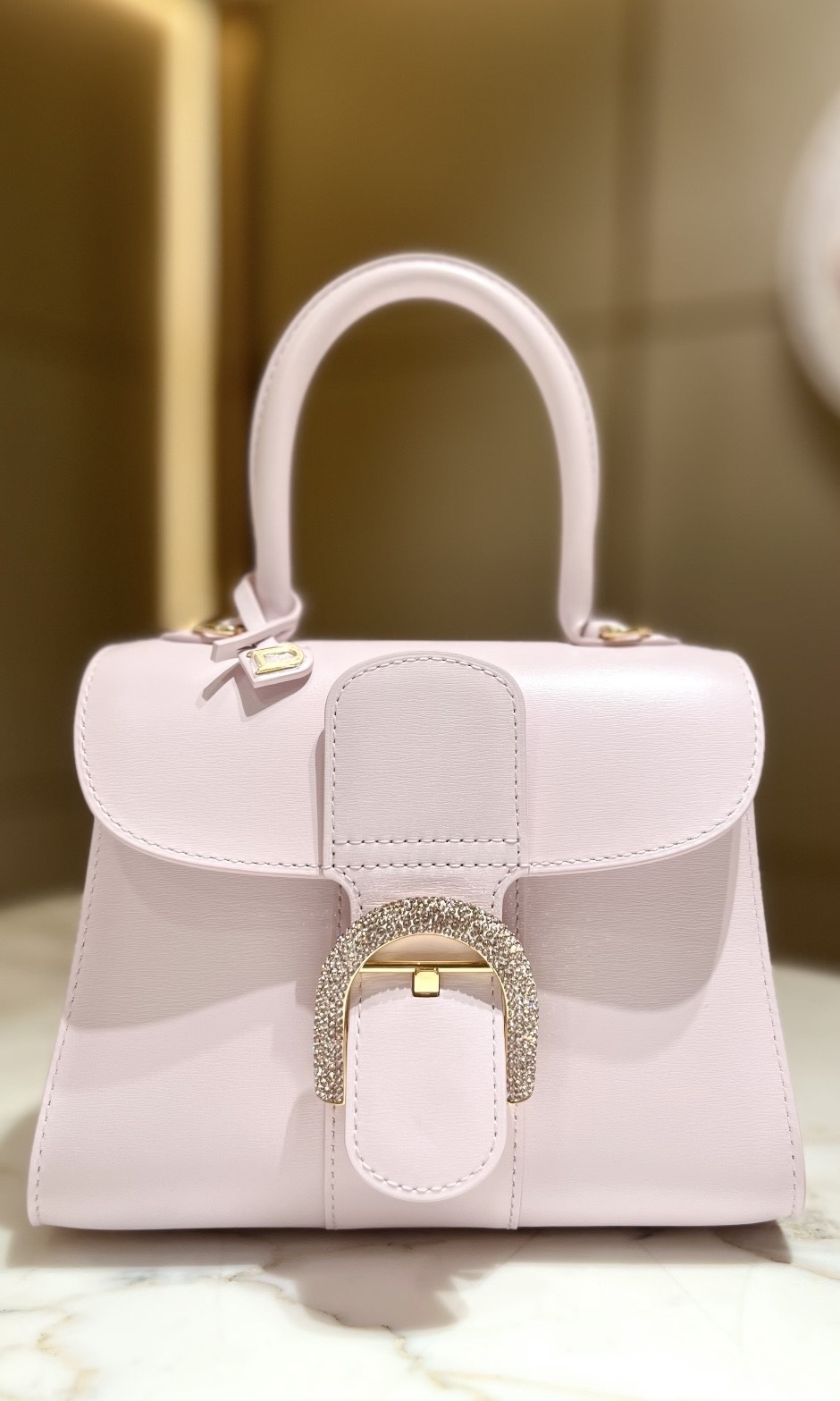 Delvaux Brillant mini 粉色鑽扣