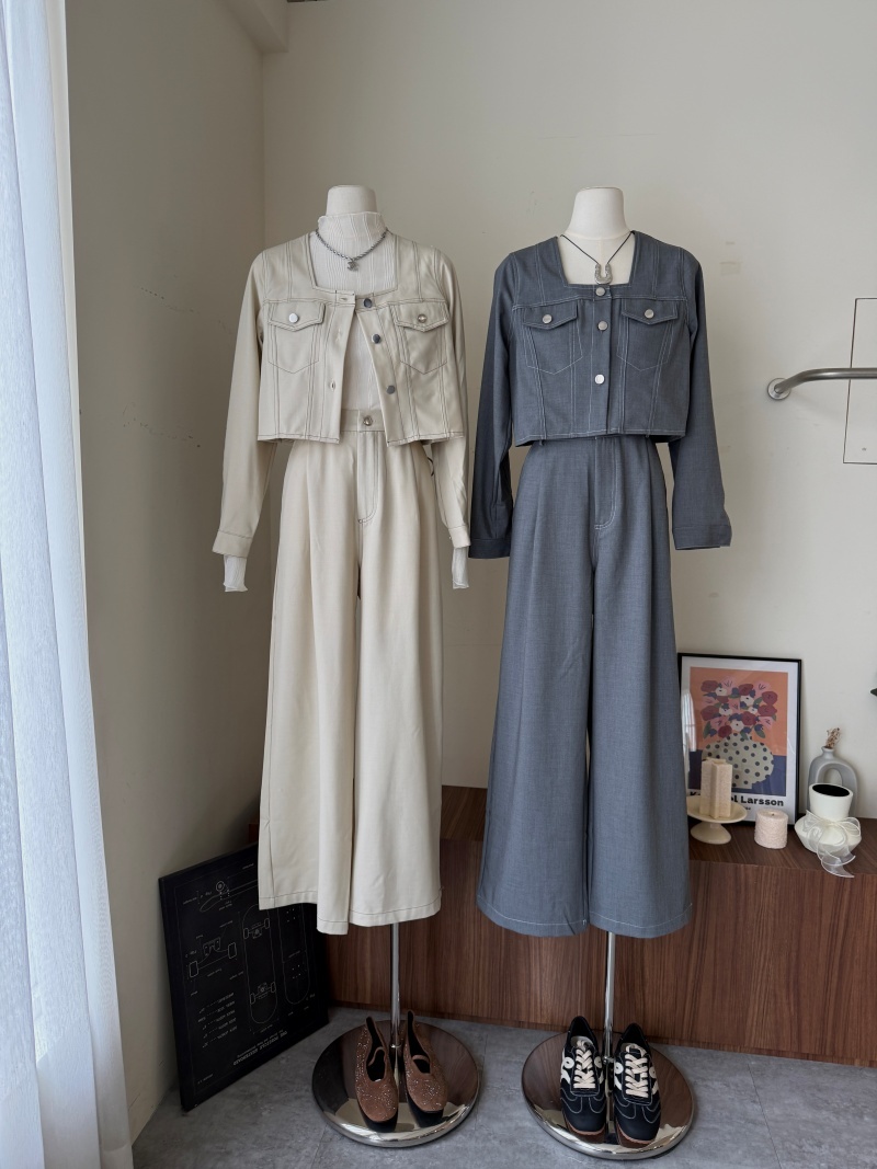 C1776-西裝車線上衣+長褲SET