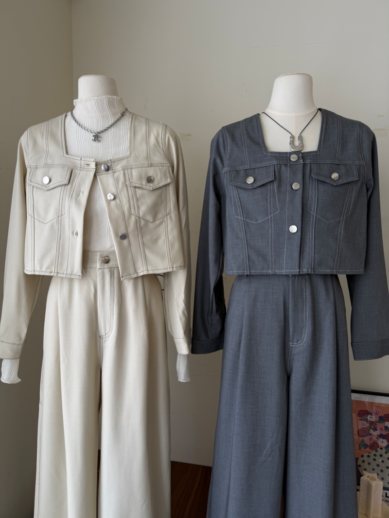 C1776-西裝車線上衣+長褲SET