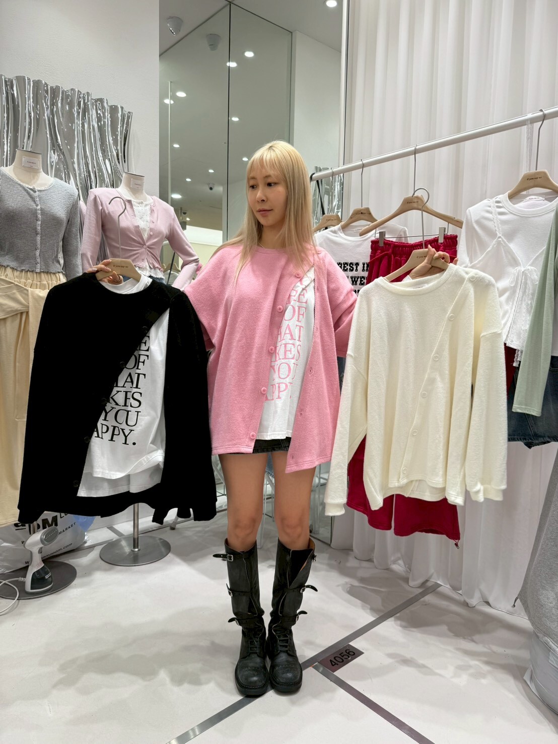 IS5524 疊穿斜頁開肩長上衣 *特價* (優惠碼同充值購物金不適用)