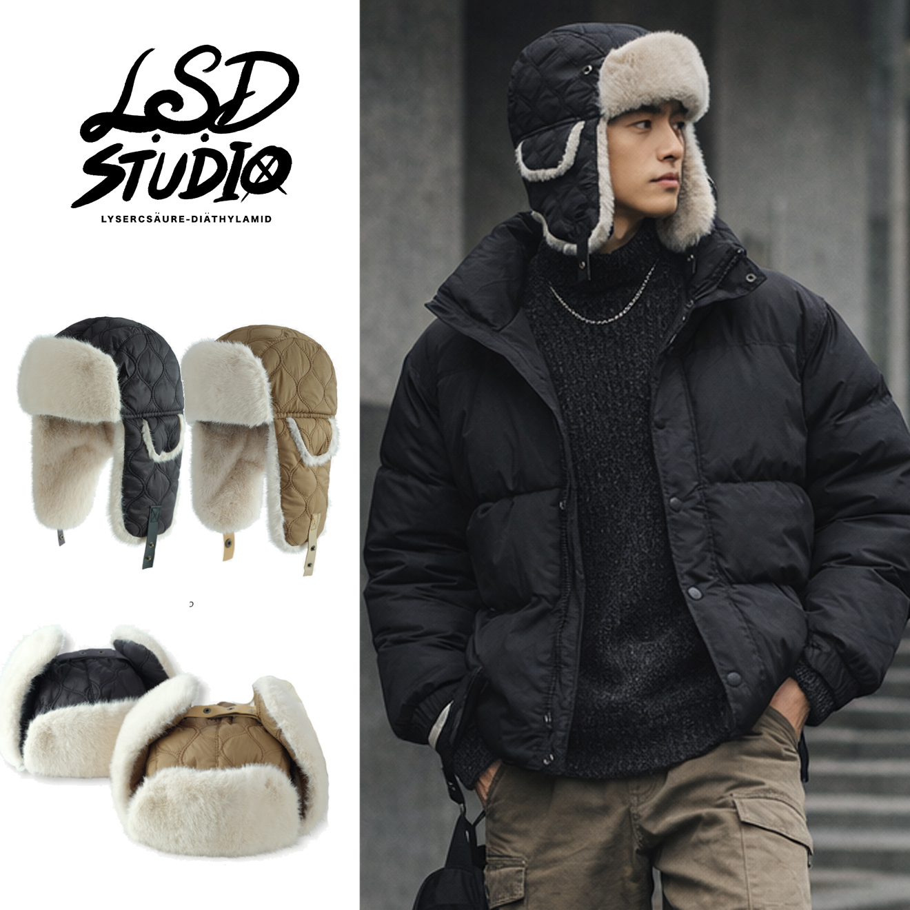 絎縫 × 尼龍｜極暖護耳飛行帽【HTDH423】