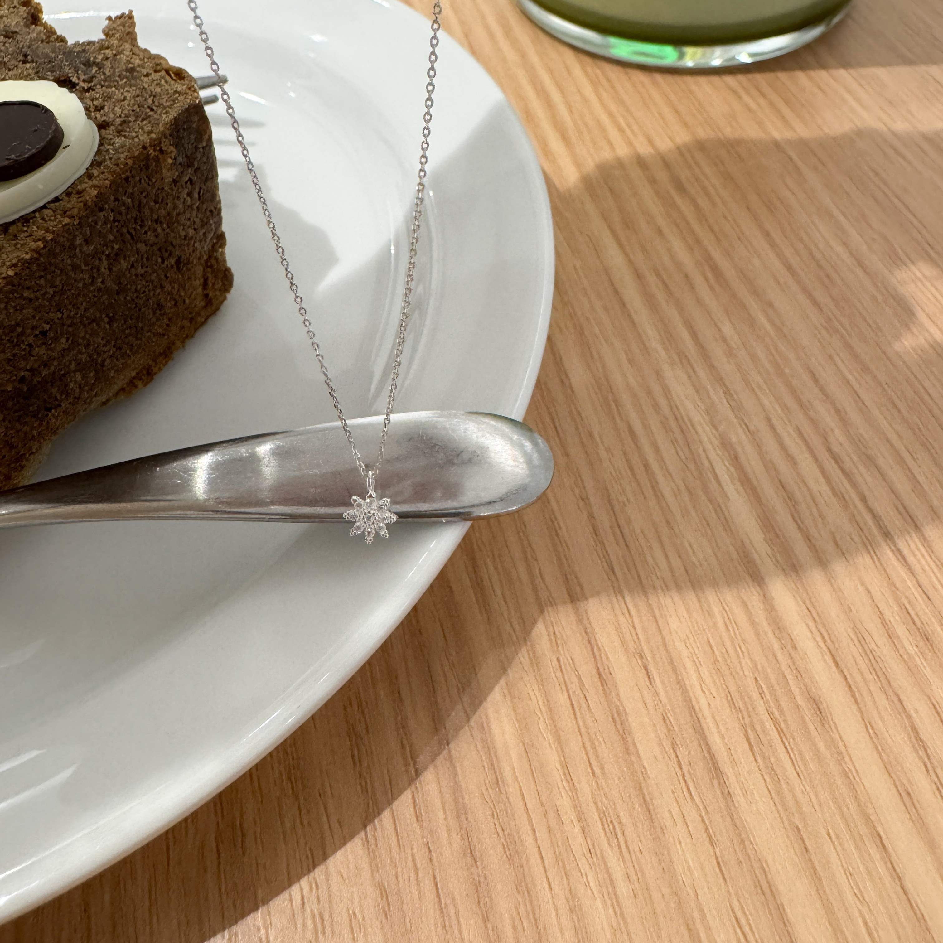 925純銀花花吊咀頸鏈