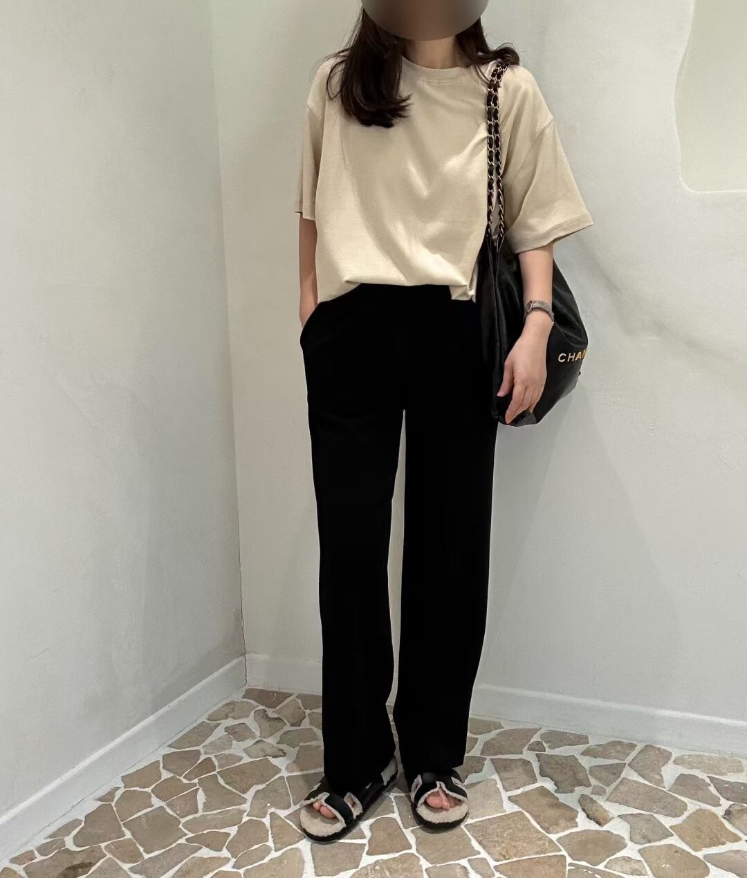 鬆緊腰素面修身感休閒直筒褲-F / 2色