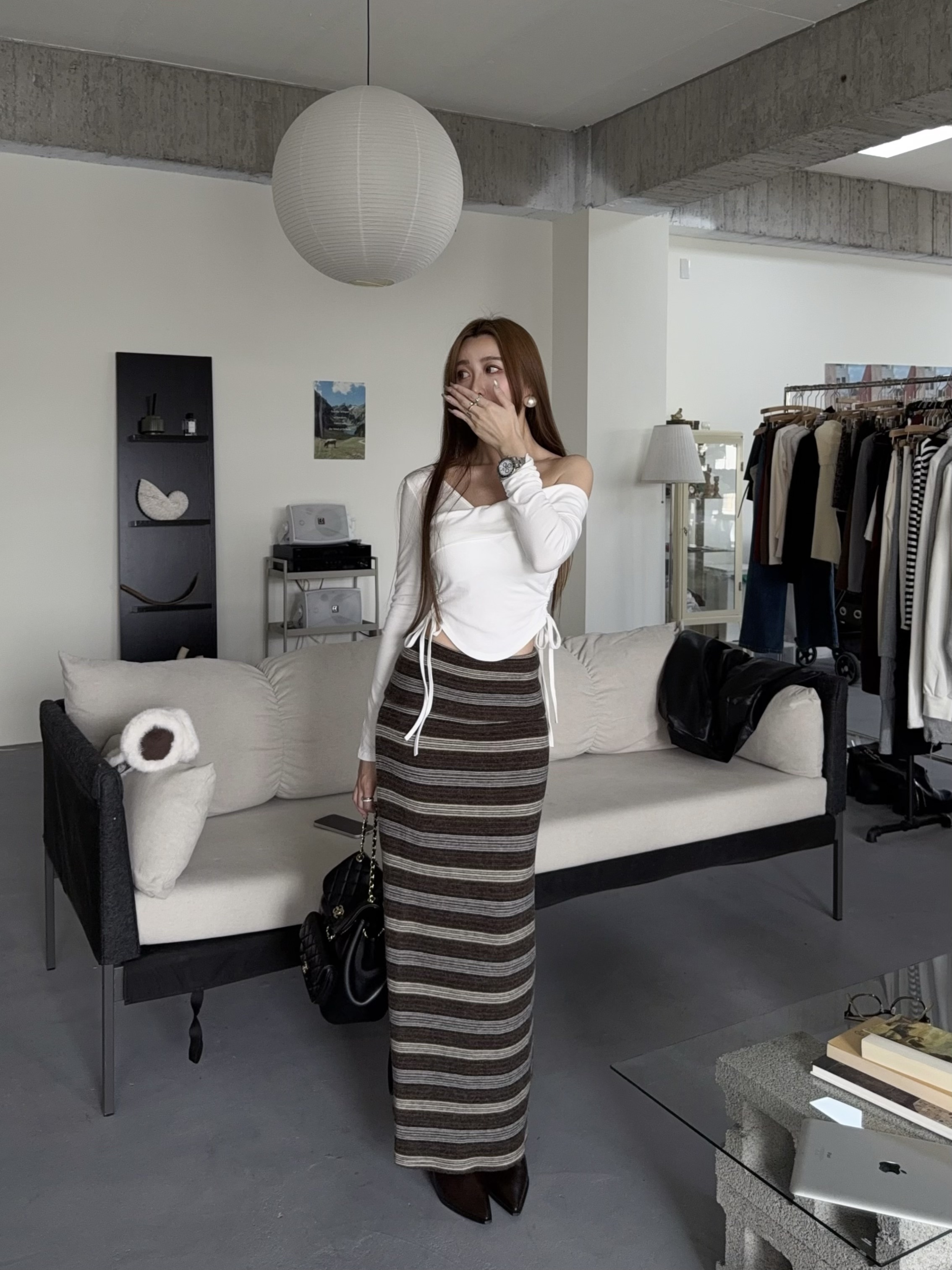 千層蛋糕毛呢長裙