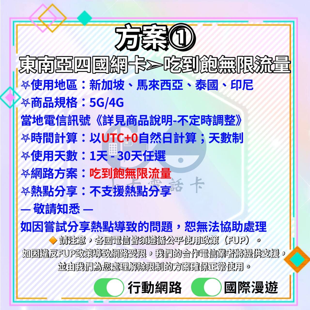 【SIM卡】東南亞四國通用網卡｜多方案·新馬泰印〈隨插即用、簡易開通、現貨寄送〉