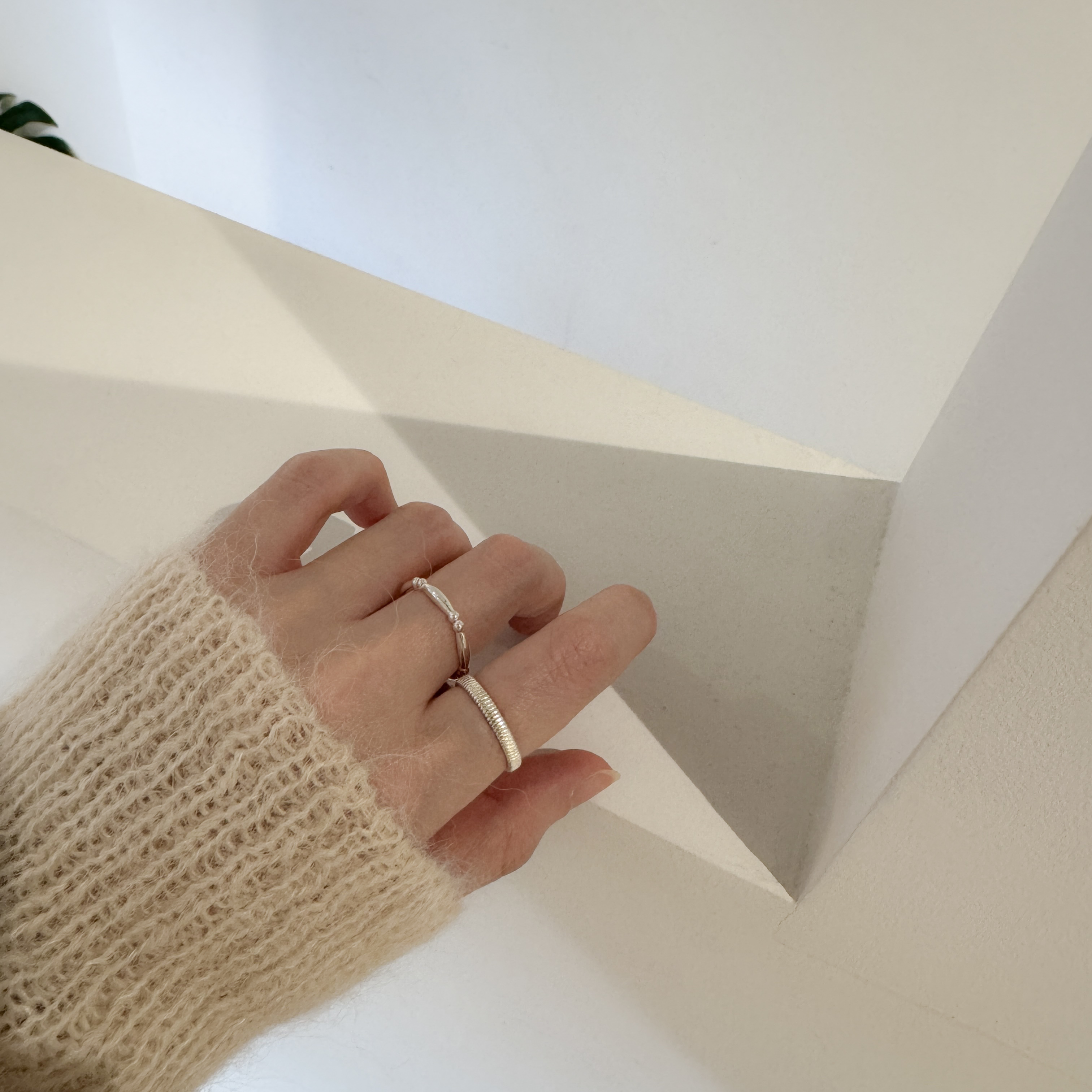 925純銀花邊開口介指