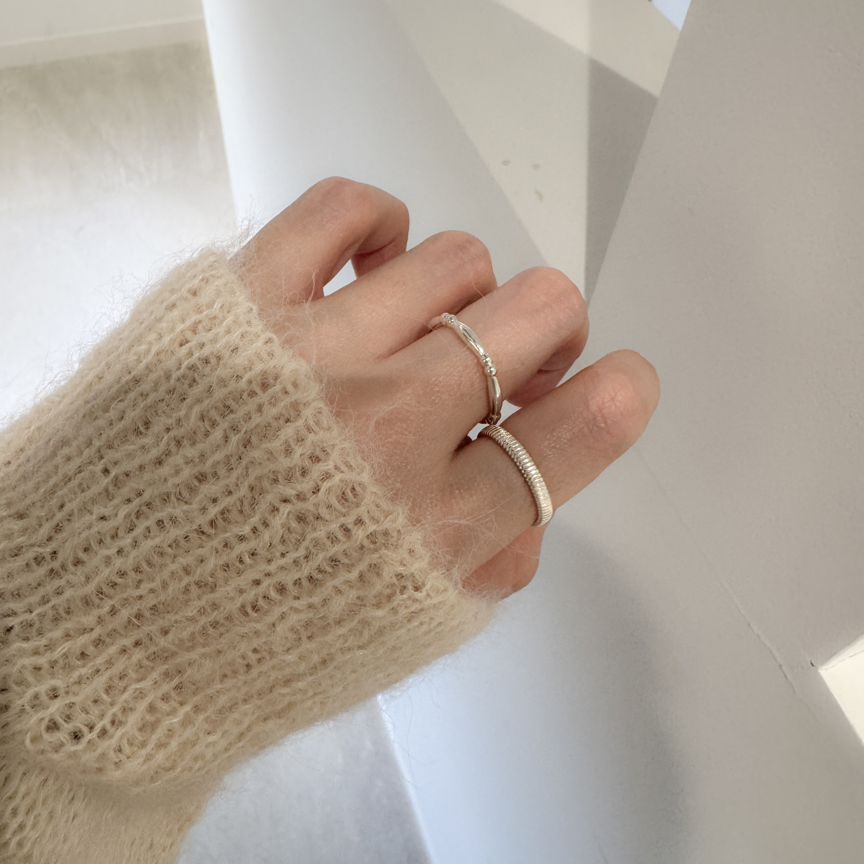 925純銀花邊開口介指