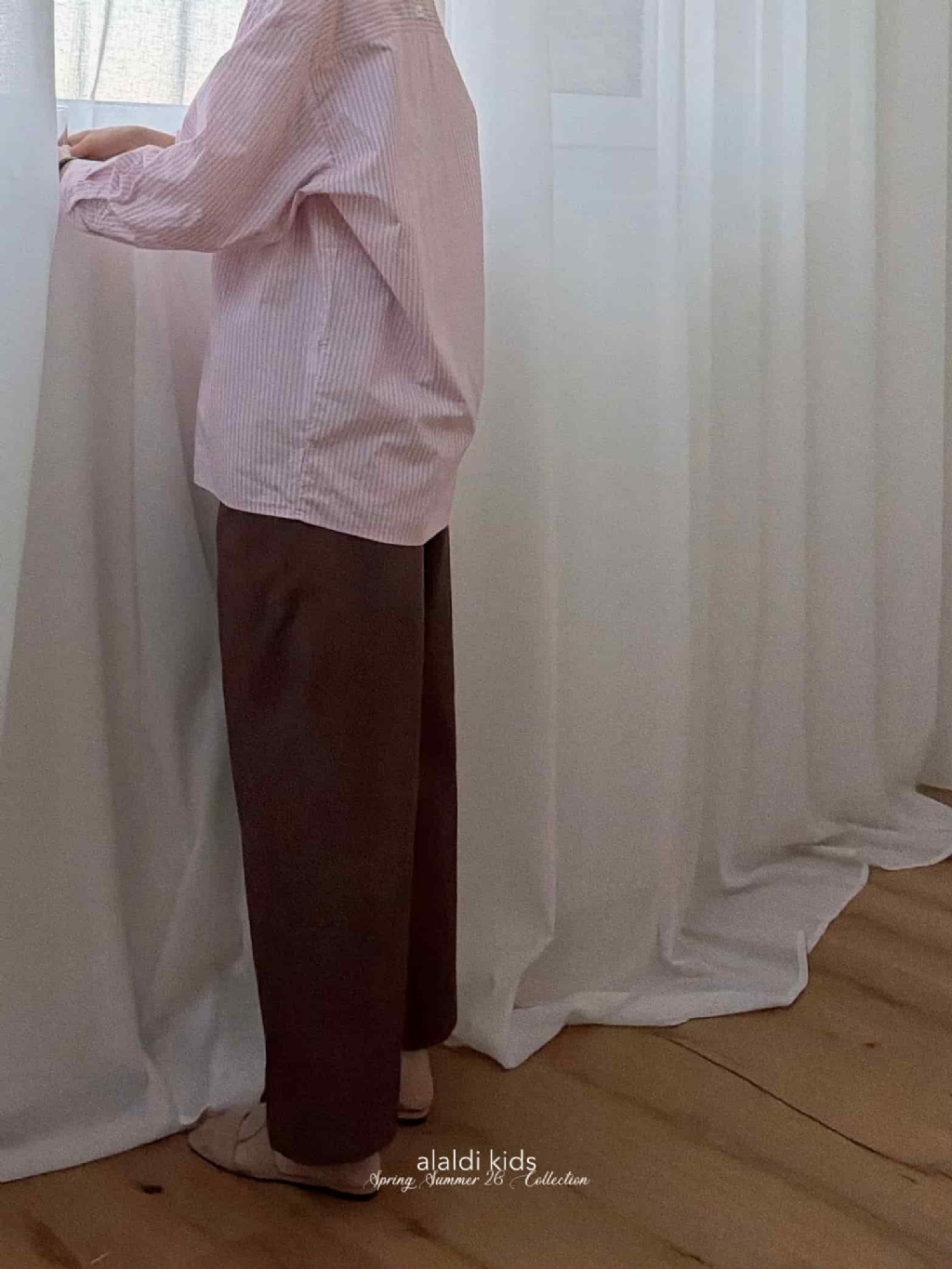 正韓春Aladin 親子裝_兩色美式直條有領上衣