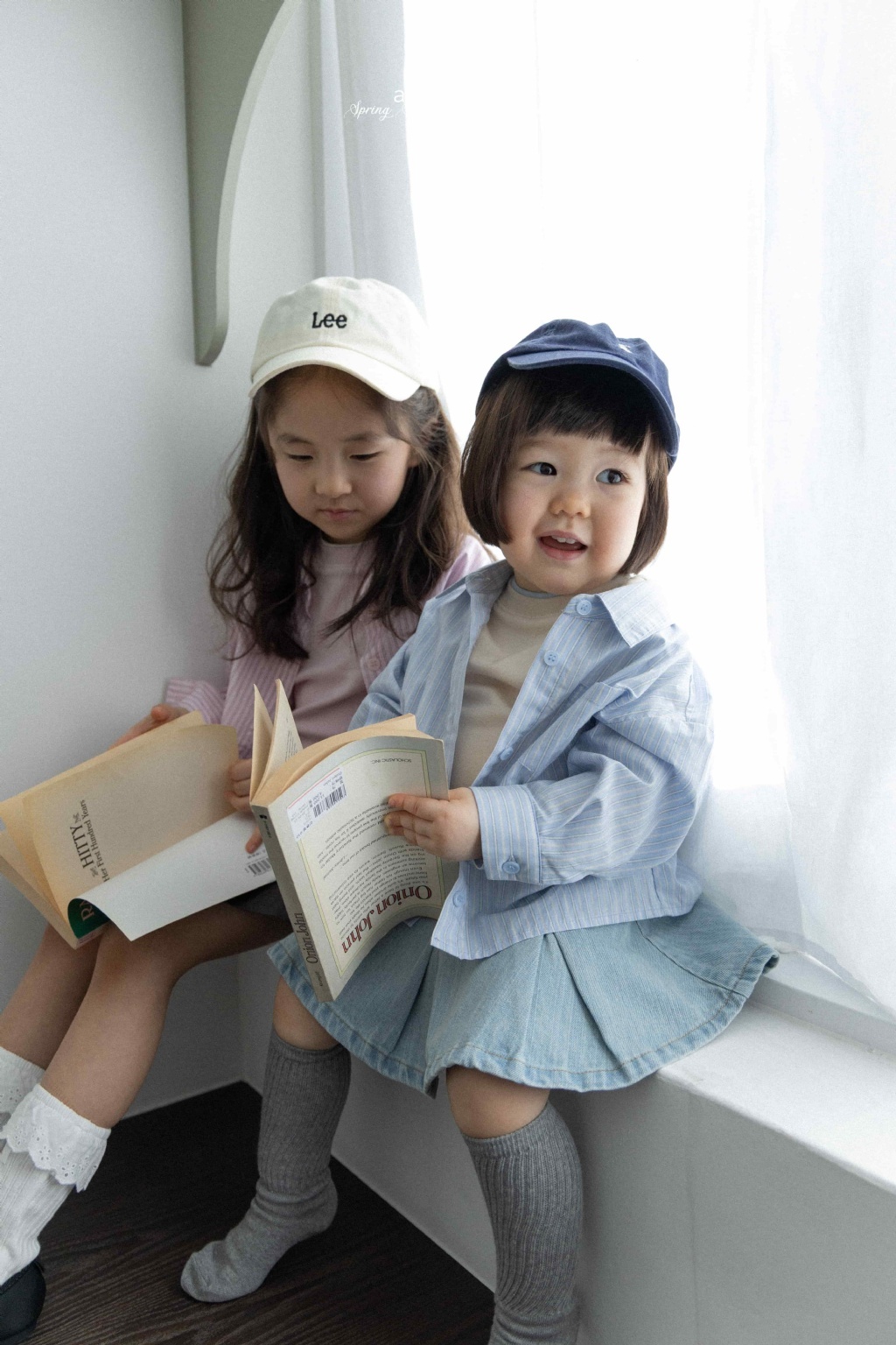 正韓春Aladin 親子裝_兩色美式直條有領上衣