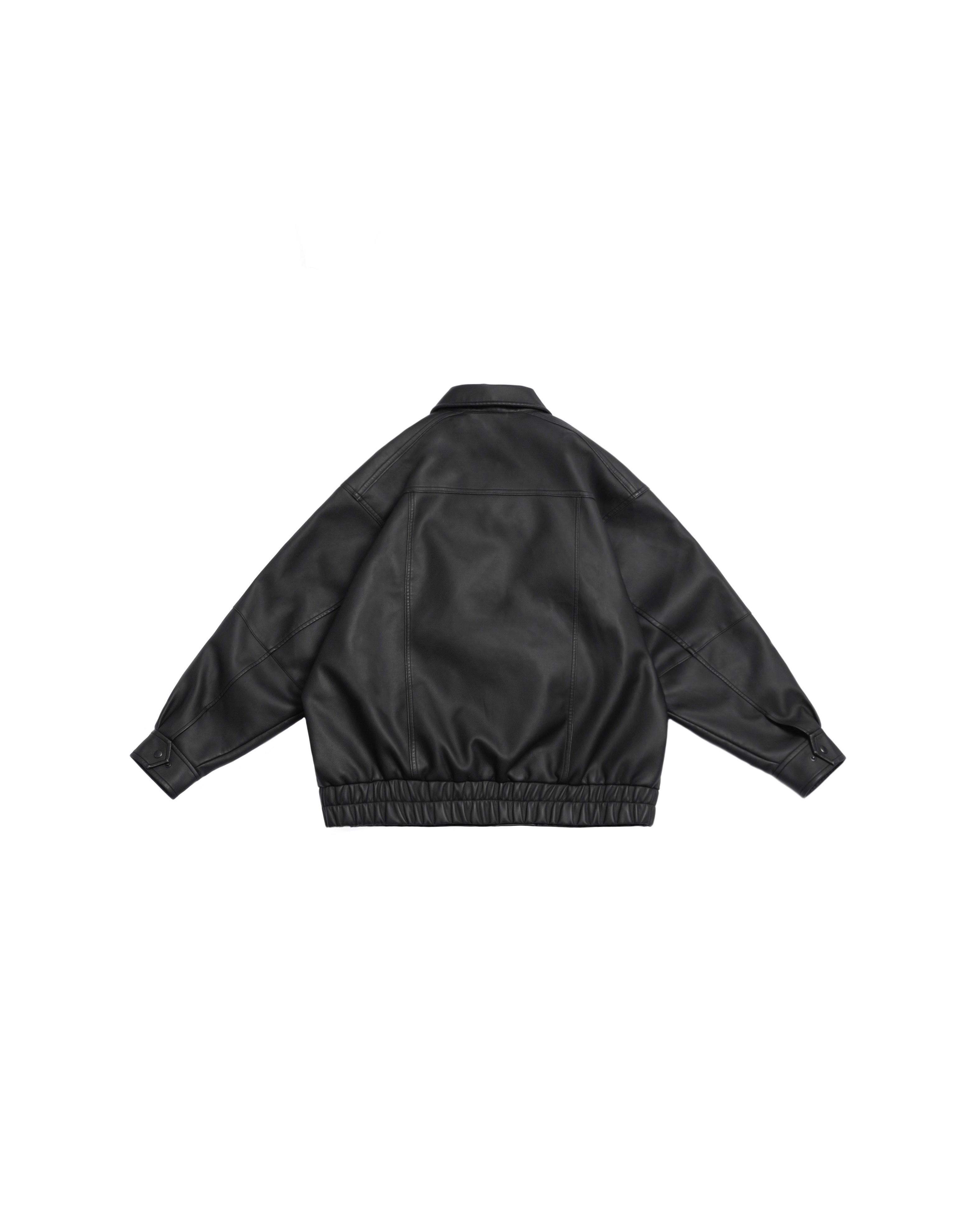 Persevere Oversized Leather Jacket - Black