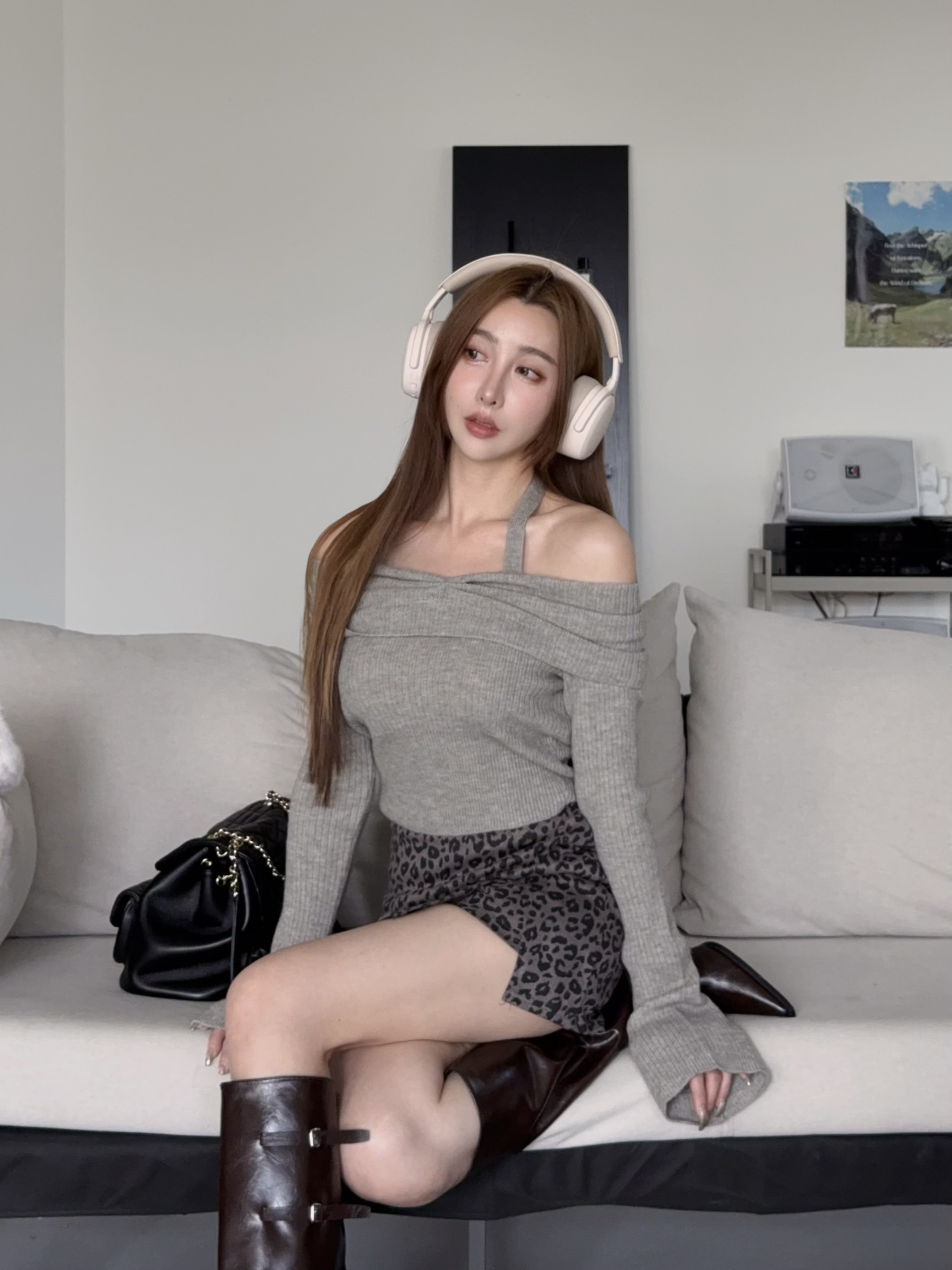 氣質感抓皺短板喇叭袖上衣