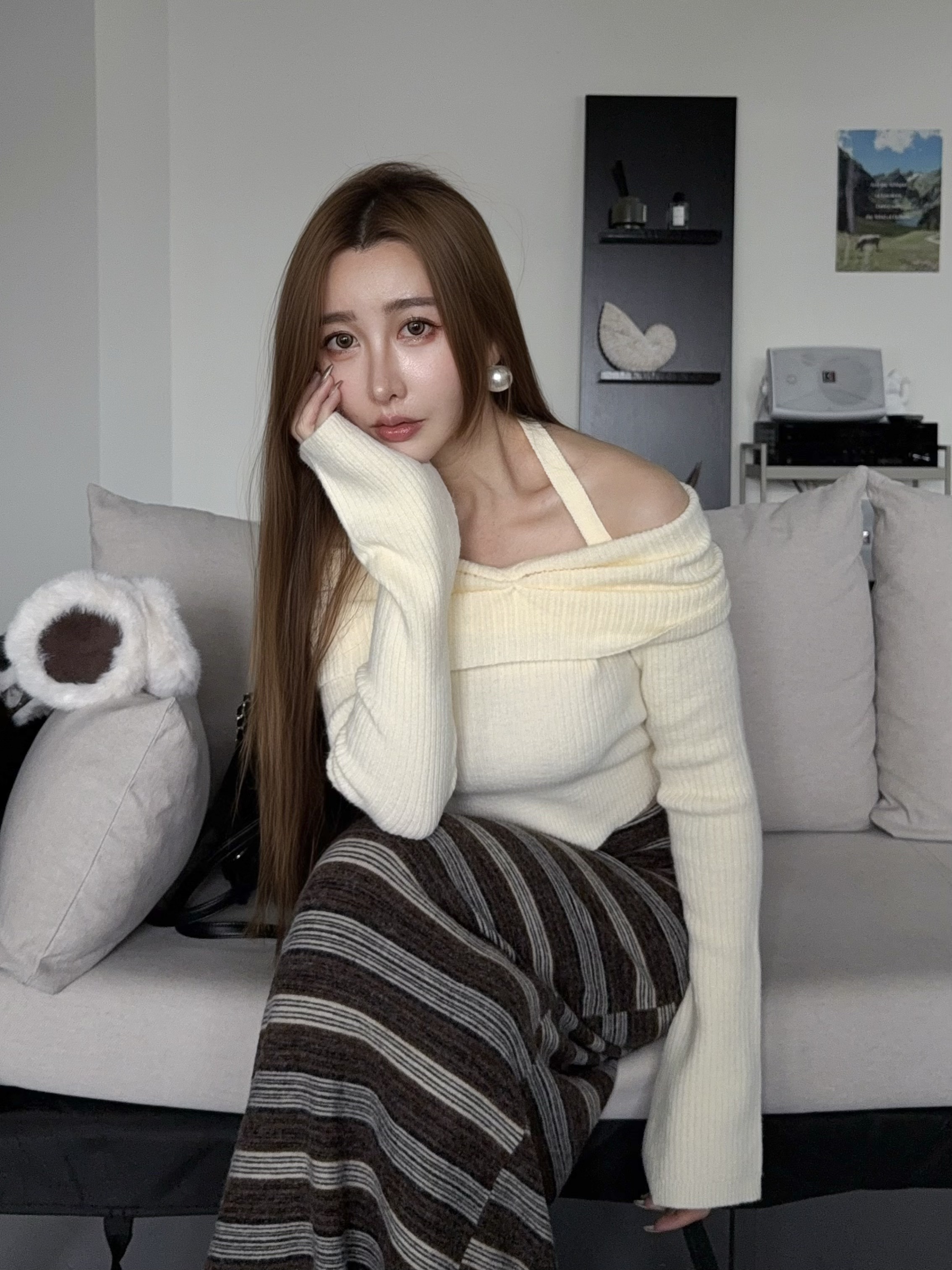 氣質感抓皺短板喇叭袖上衣