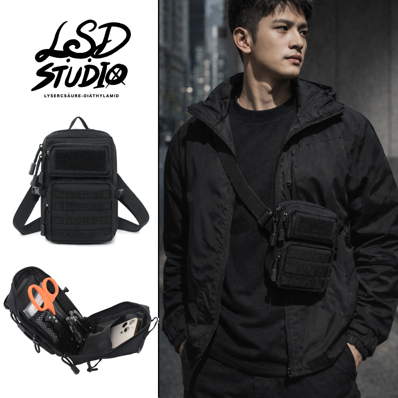 EDC × 迷你｜多隔層斜肩手機包【BGZY404】