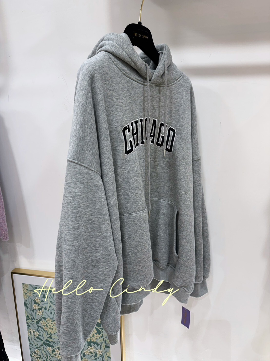 B02006 Cindy自留~中性款美式Chicago連帽大學T