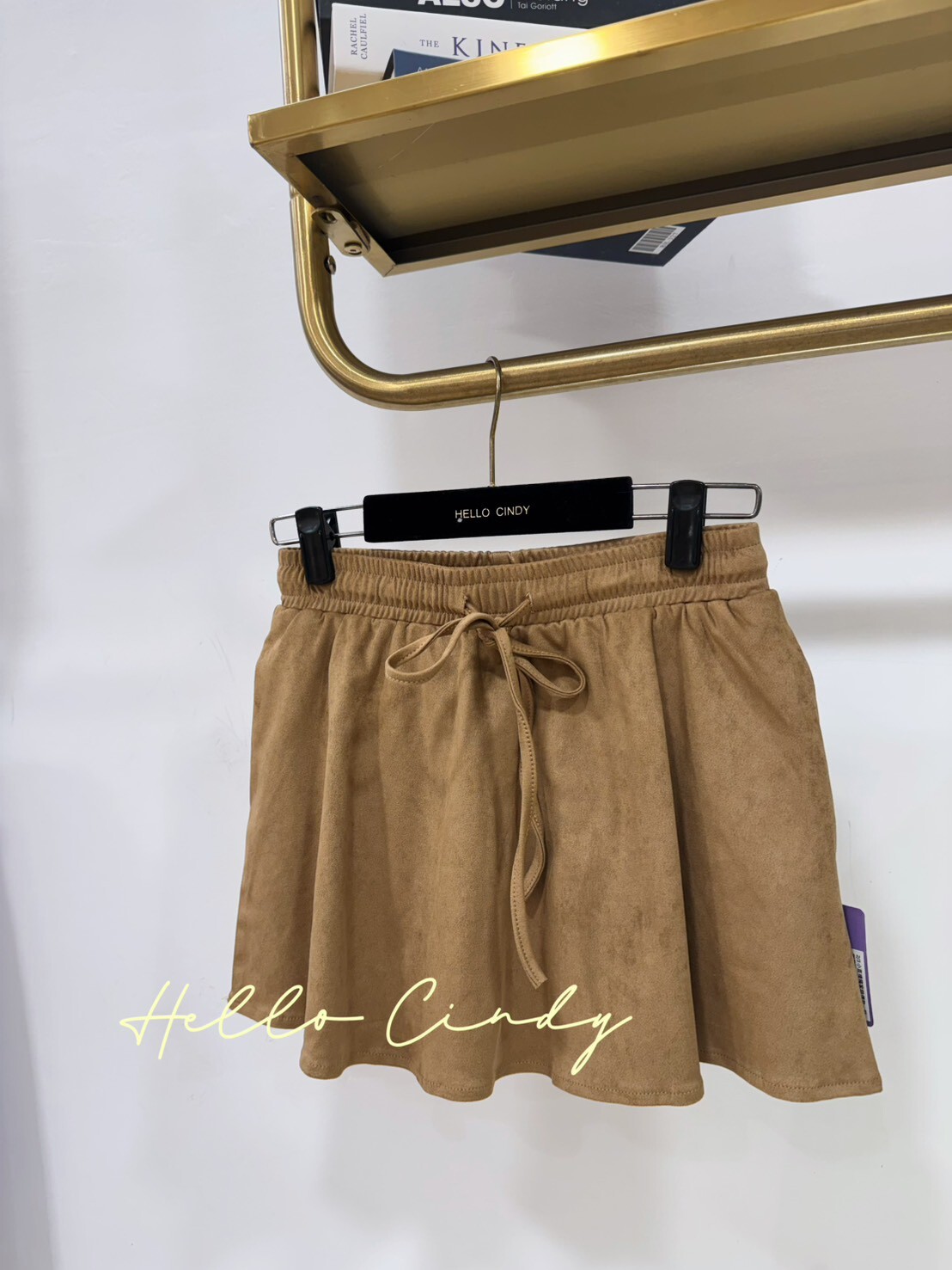 2/3小直播獨家特價款~超甜美腿長長麂皮口袋短褲裙