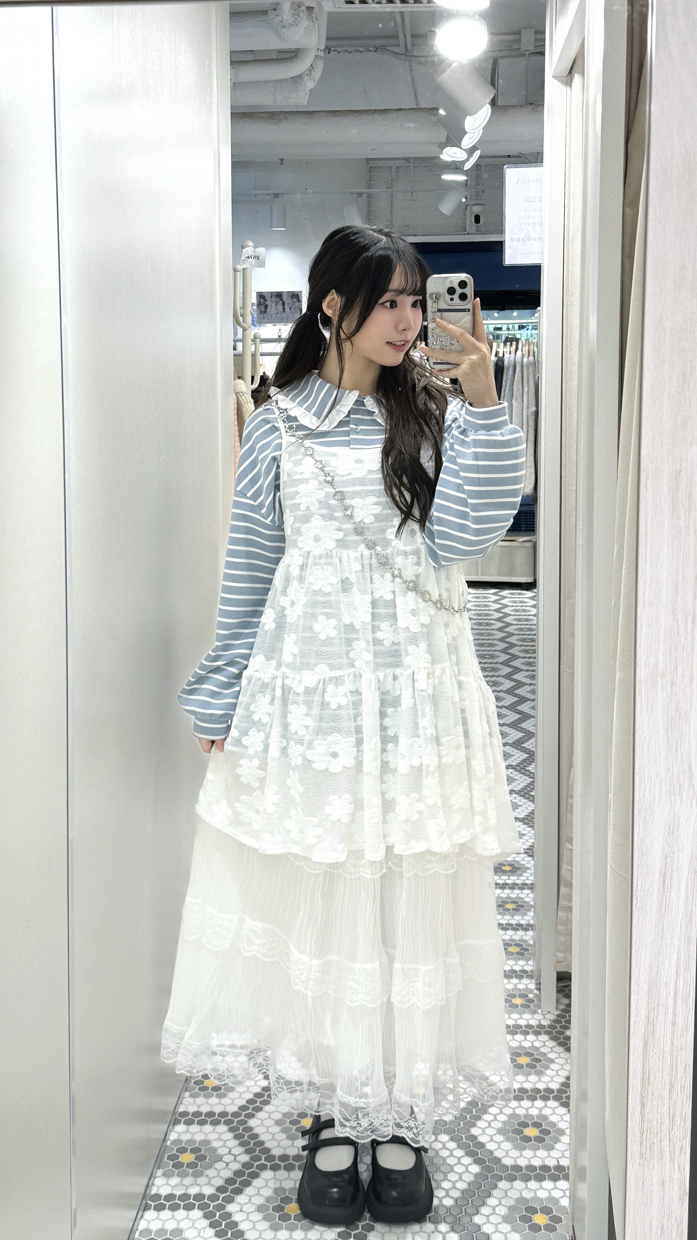 （停產） EA1211｜超可愛刺繡毛毛花花雙綁帶吊帶外搭 ❀˖°⊹ ࣪ ˖