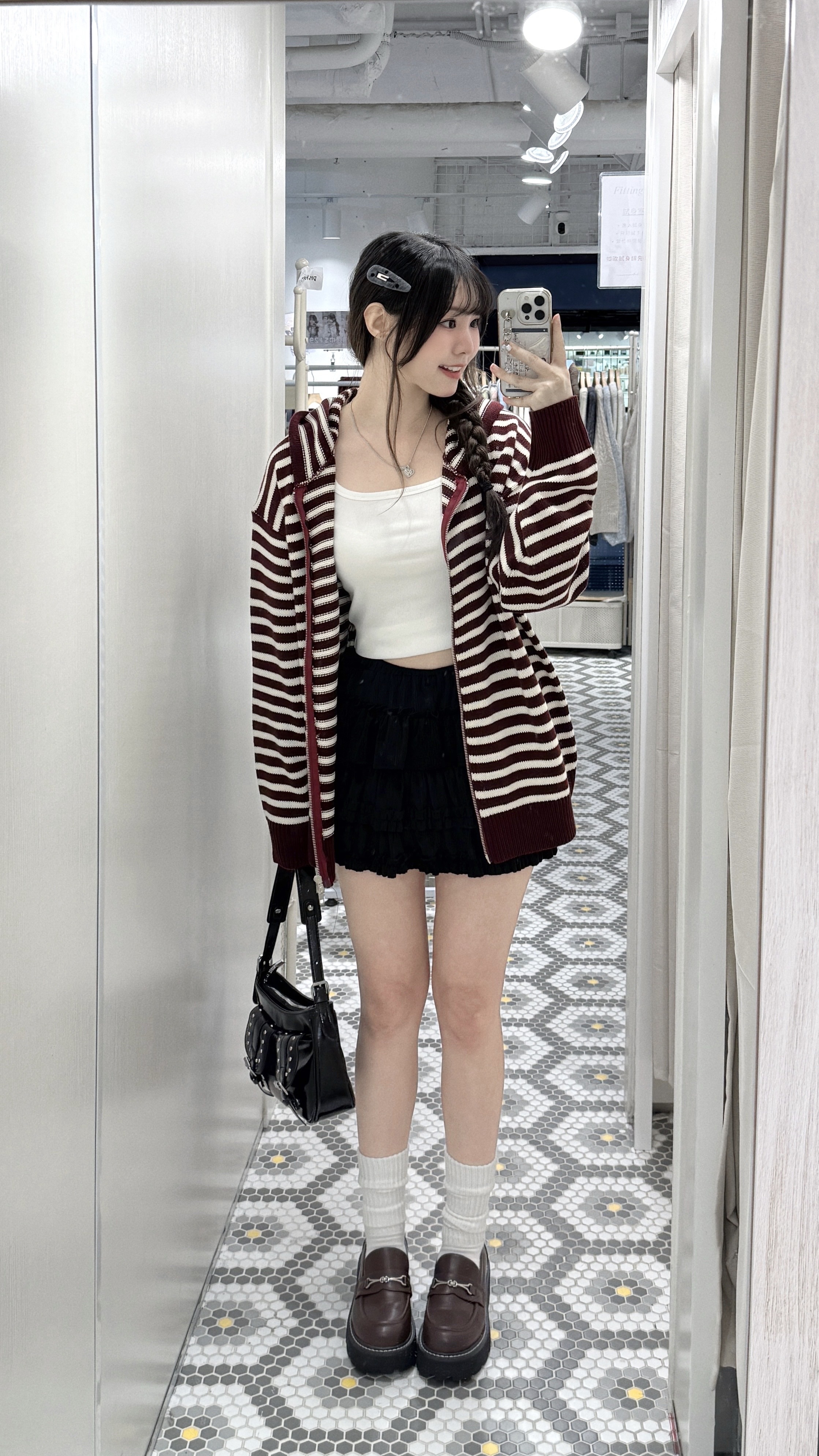 （停產）JK0393｜韓系型格感間紋雙拉鍊針織外套✮⋆˙