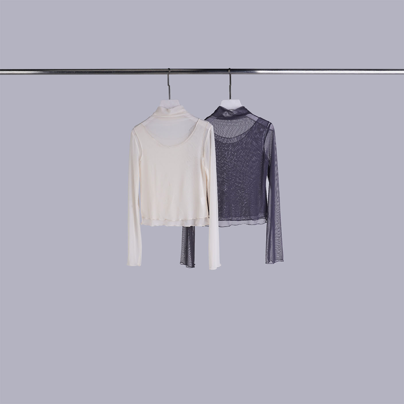層次感捲邊微透上衣 | 2色