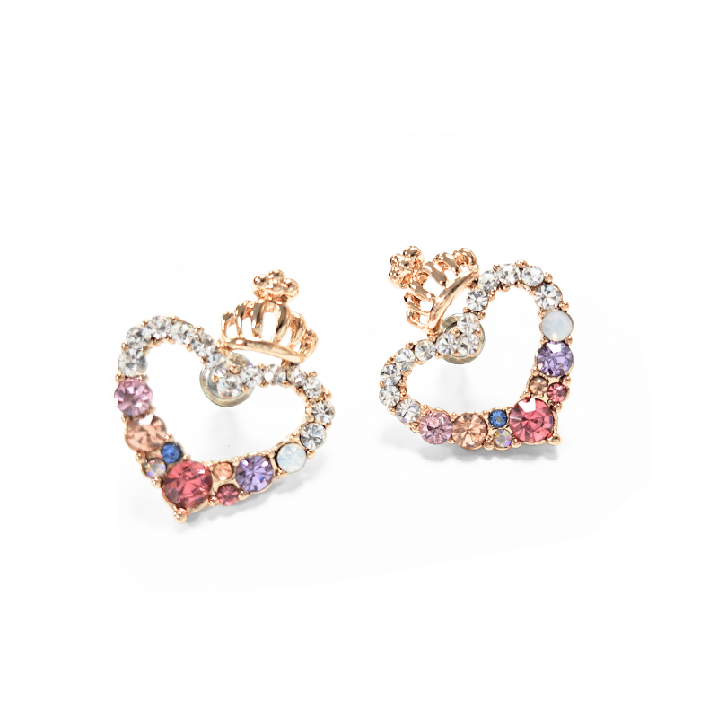 合金鋼針-鏤空小皇冠下彩鋯愛心框