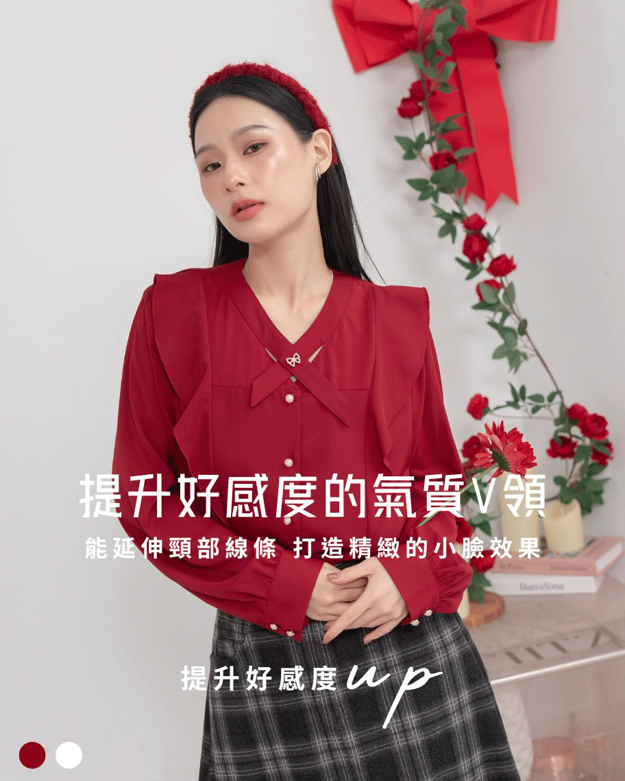 氣質雪紡荷葉邊上衣