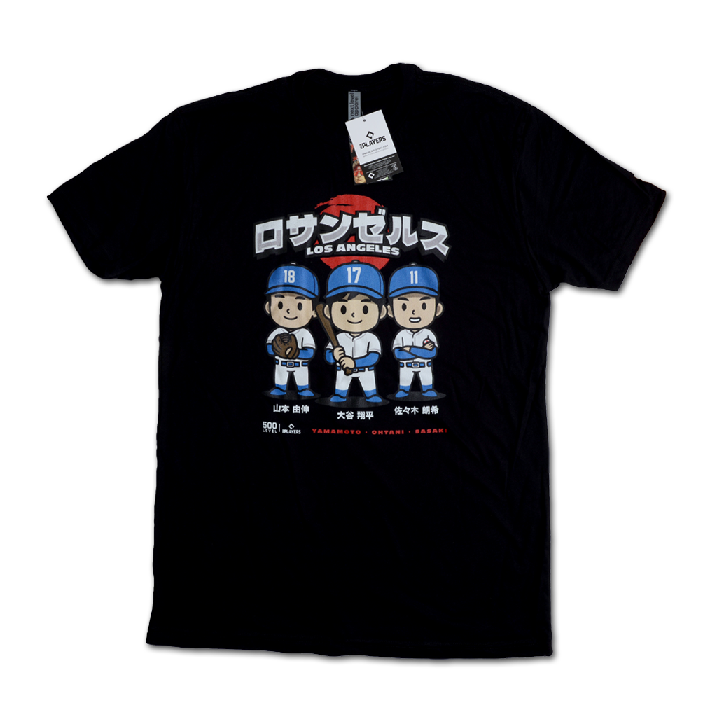 500 Level 洛杉磯道奇隊 大谷翔平/山本由伸/佐佐木朗希 日本三巨頭 Q版漫畫 T-Shirt