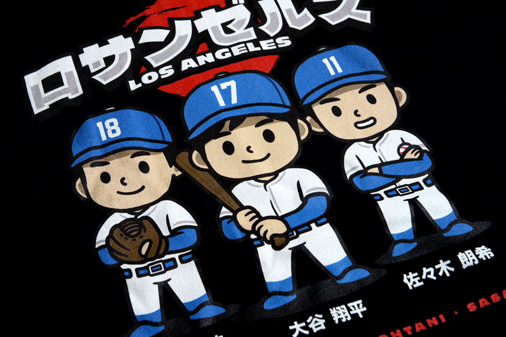 500 Level 洛杉磯道奇隊 大谷翔平/山本由伸/佐佐木朗希 日本三巨頭 Q版漫畫 T-Shirt