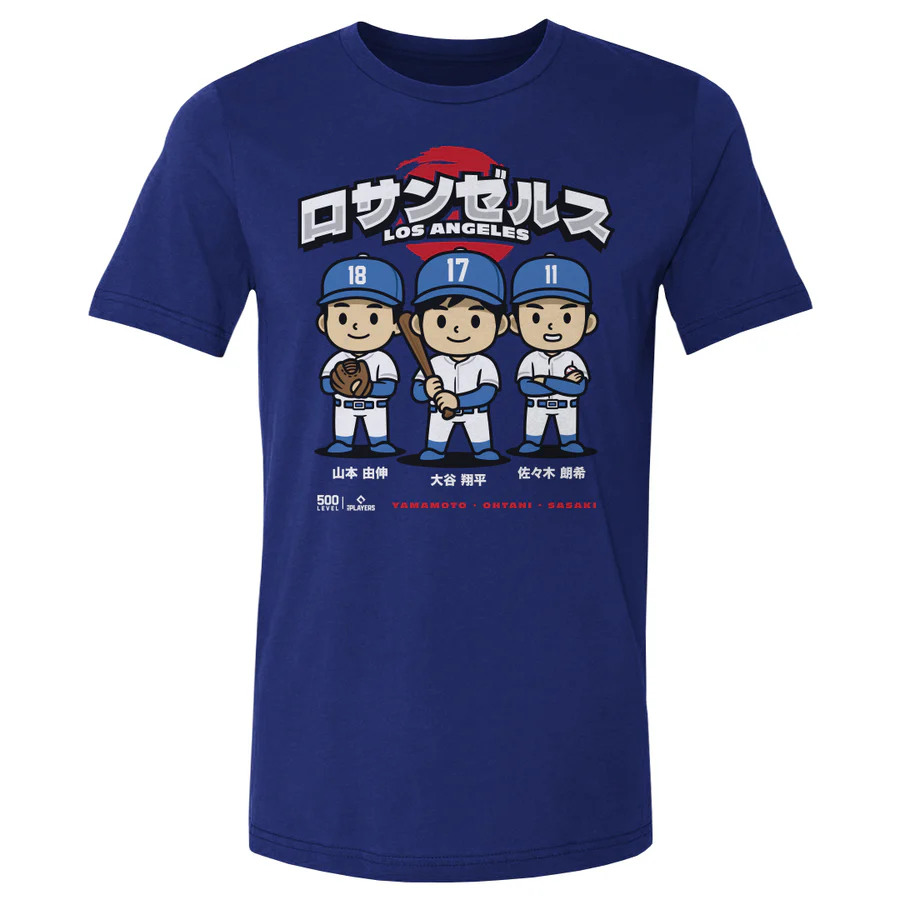 500 Level 洛杉磯道奇隊 大谷翔平/山本由伸/佐佐木朗希 日本三巨頭 Q版漫畫 T-Shirt