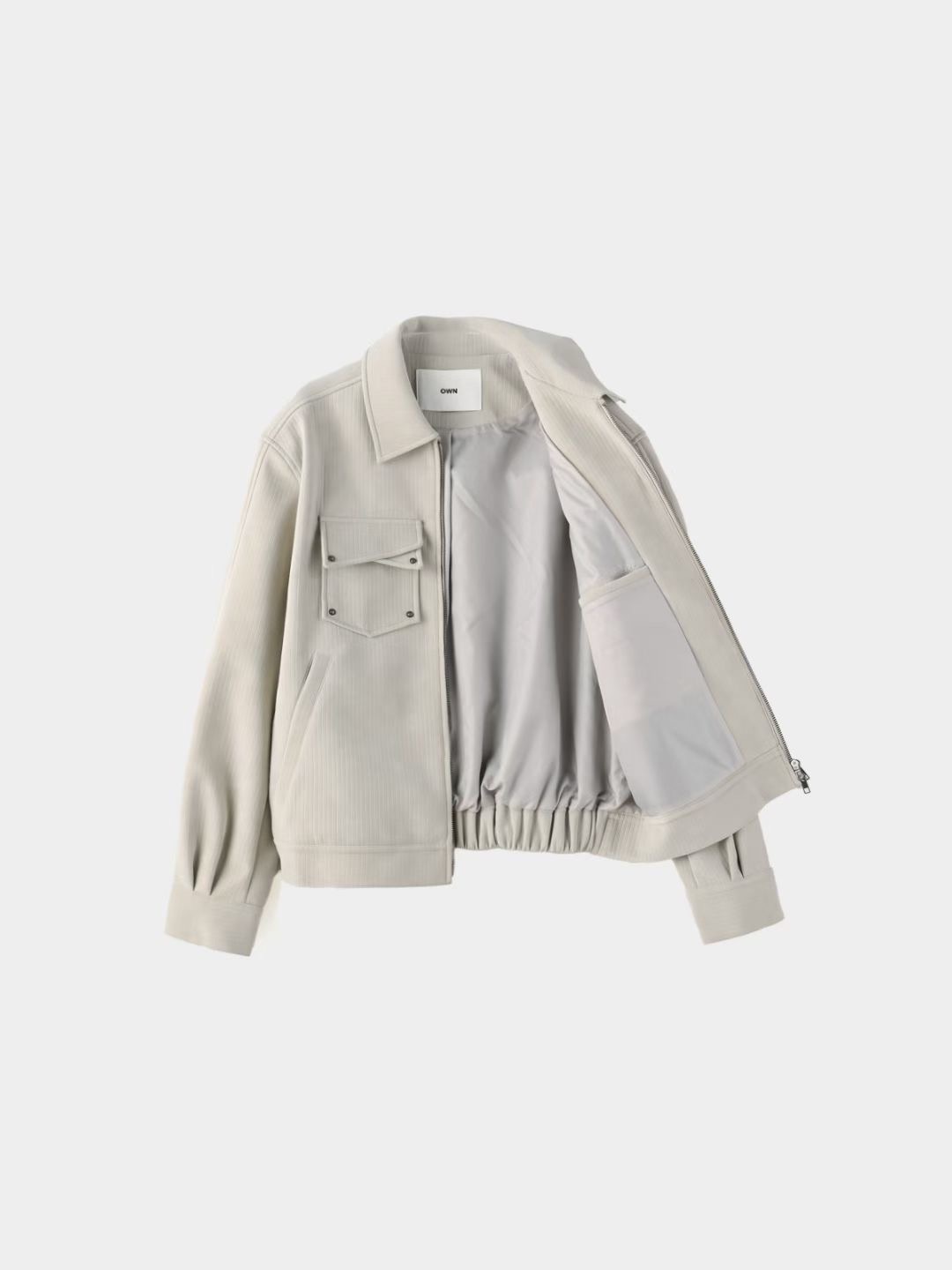 K7坑紋皮革口袋造型夾克