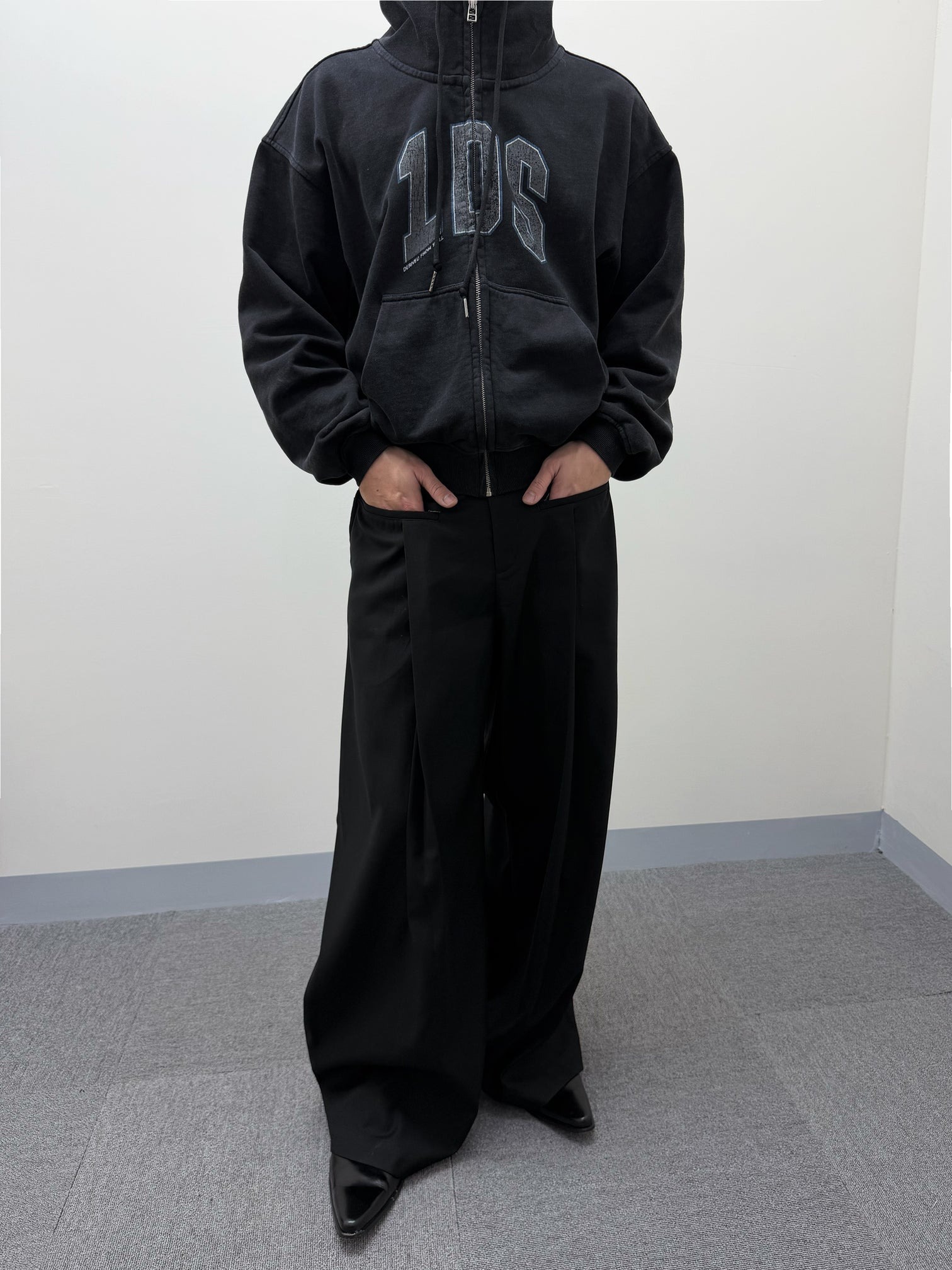 1dyLL｜1DS Relaxed Straight-Leg Pants (Black)