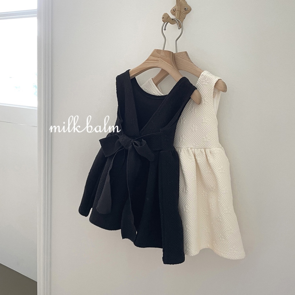 正韓春milkbalm 後綁帶蝴蝶結洋裝