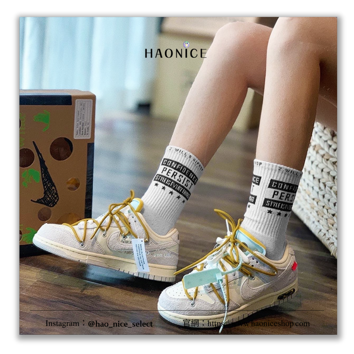 【HAO NICE】100%正品🔥Nike Dunk x Off-White⚡️NO.37 棕色解構鞋帶 灰白 翻毛皮 板鞋 籃球鞋