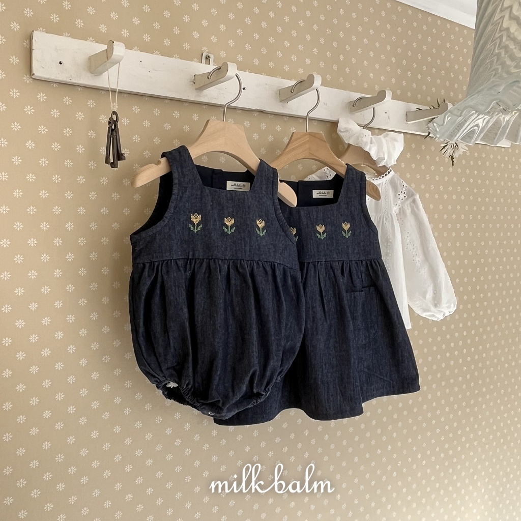 正韓春milkbalm 小童鬱金香牛仔吊帶裙
