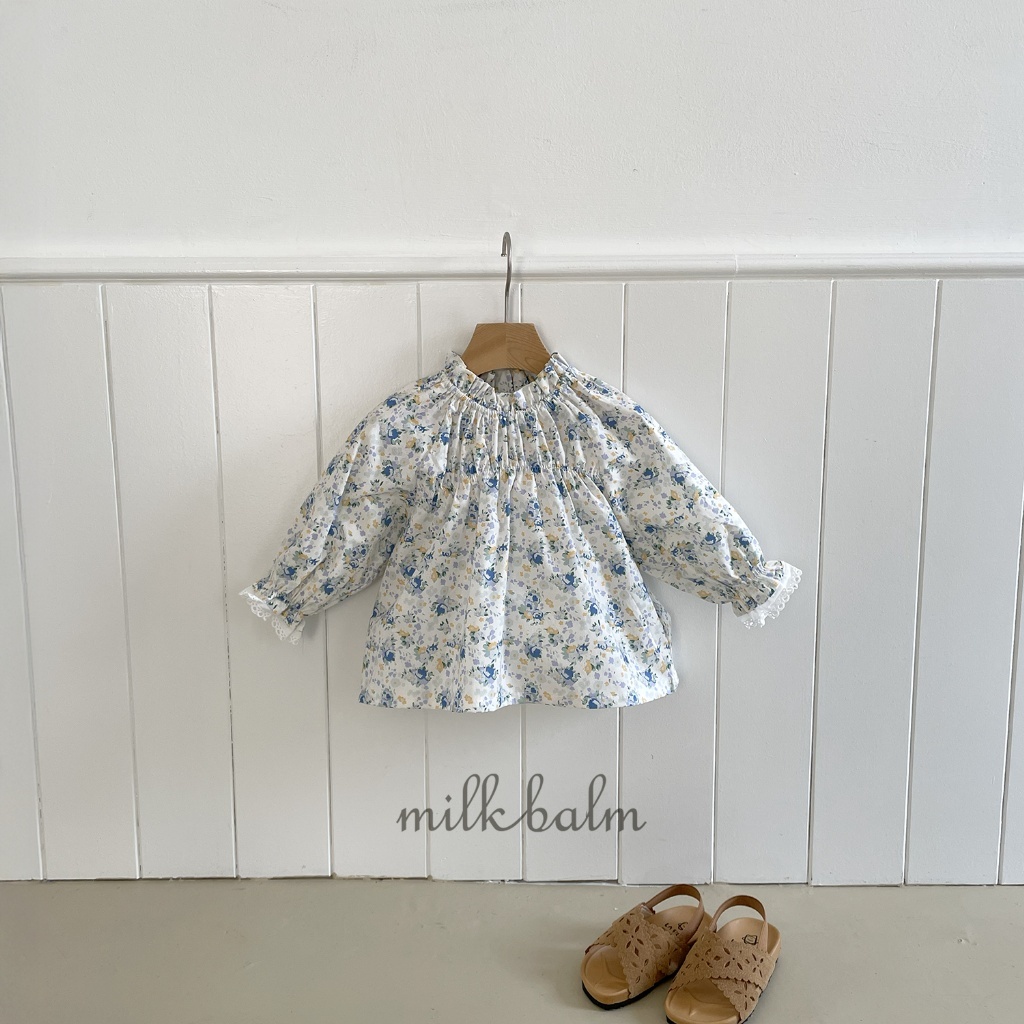 正韓春milkbalm 宮廷碎花條紋上衣