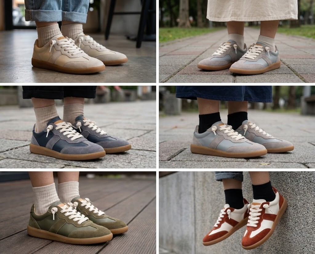 展現Sanly Joy艾蜜莉德訓鞋多個顏色的分割圖片 台灣製作舒適柔軟好穿的真皮德訓鞋